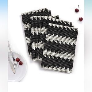 4 Aztec Black and White Woven Placemats for Dining Table Set